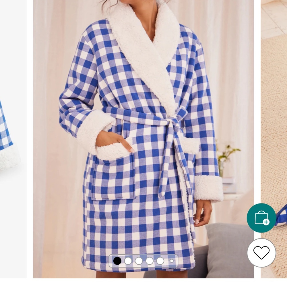 Bath Robe Blue and White Checkered